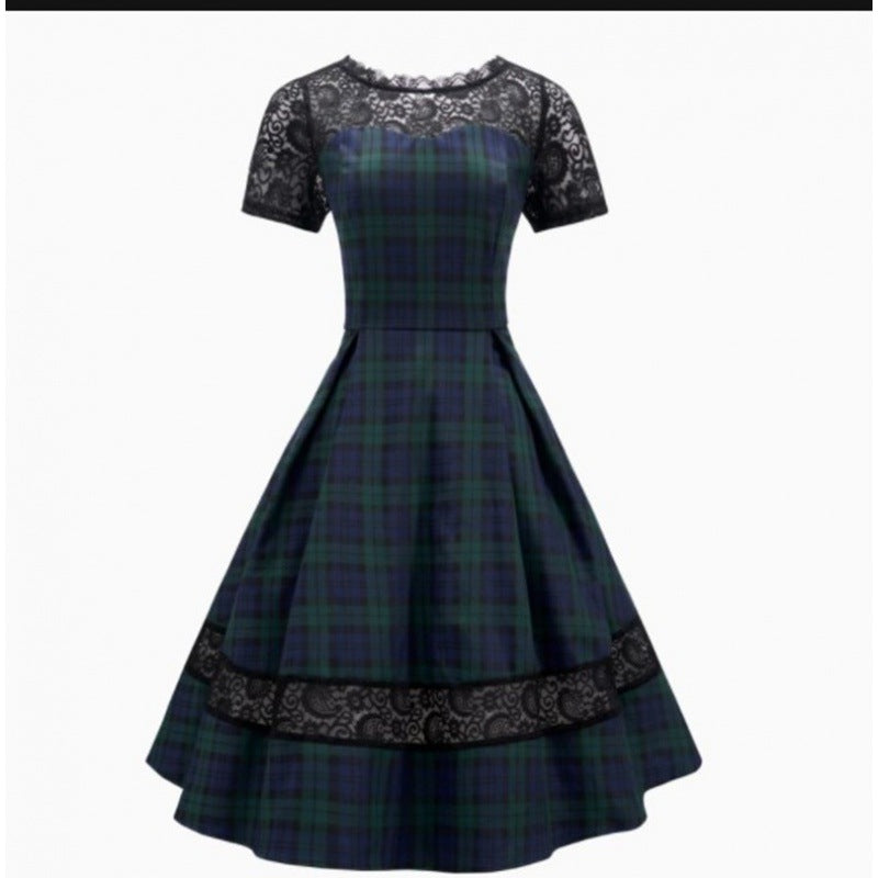 Damenabendkleid mit Spitzenapplikationen und fließendem Rock, Größe Valenzora