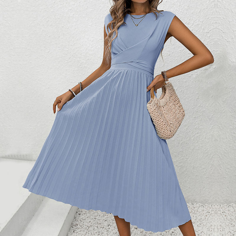 Damen-Midikleid mit elegantem Wickeldesign und fließenden Falten, Größe Valenzora