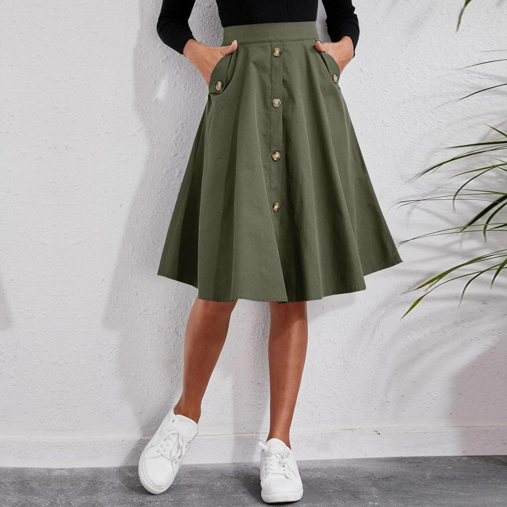 Valenzora | Eleganter Umbrella-Midirock mit Knopfleiste