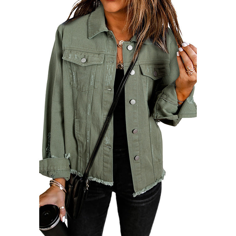 Damen-Jeansjacke mit entspannter Passform und funktionellen Taschen, Größe