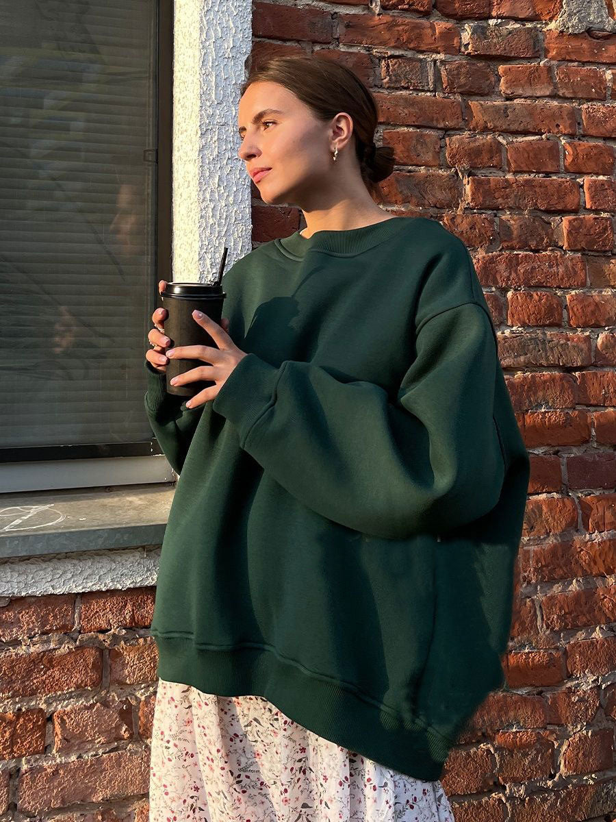 Valenzora | Women's Loose Round Neck Fleece Sweatshirt