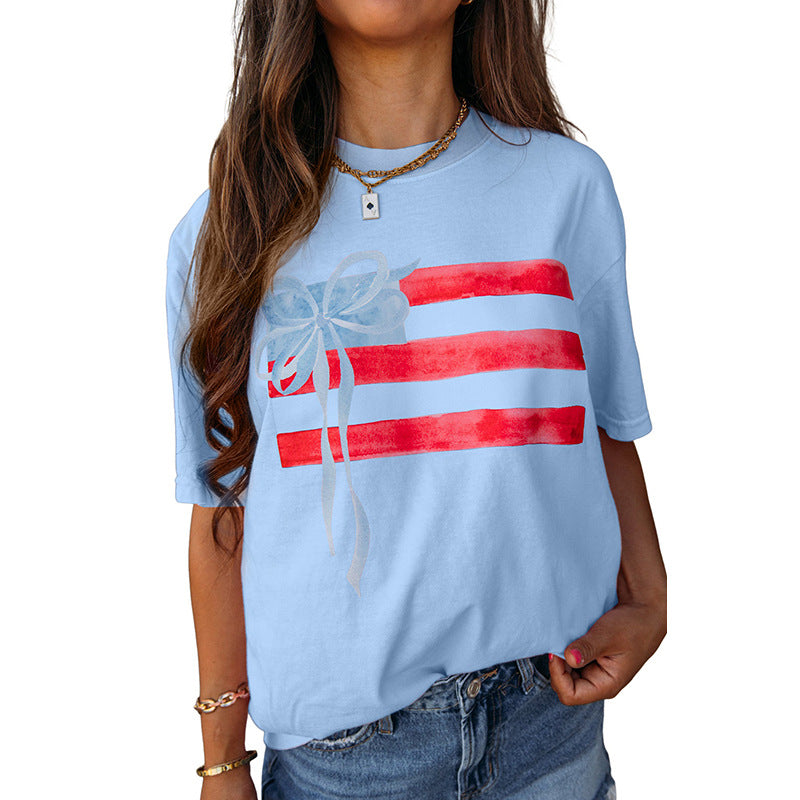 Damen-T-Shirt mit künstlerischem Flaggenmotiv, Größe