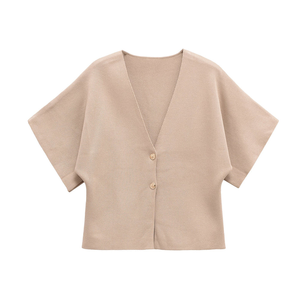 Women's lightweight cardigan with an elegant V-neck and luxurious button details, size S