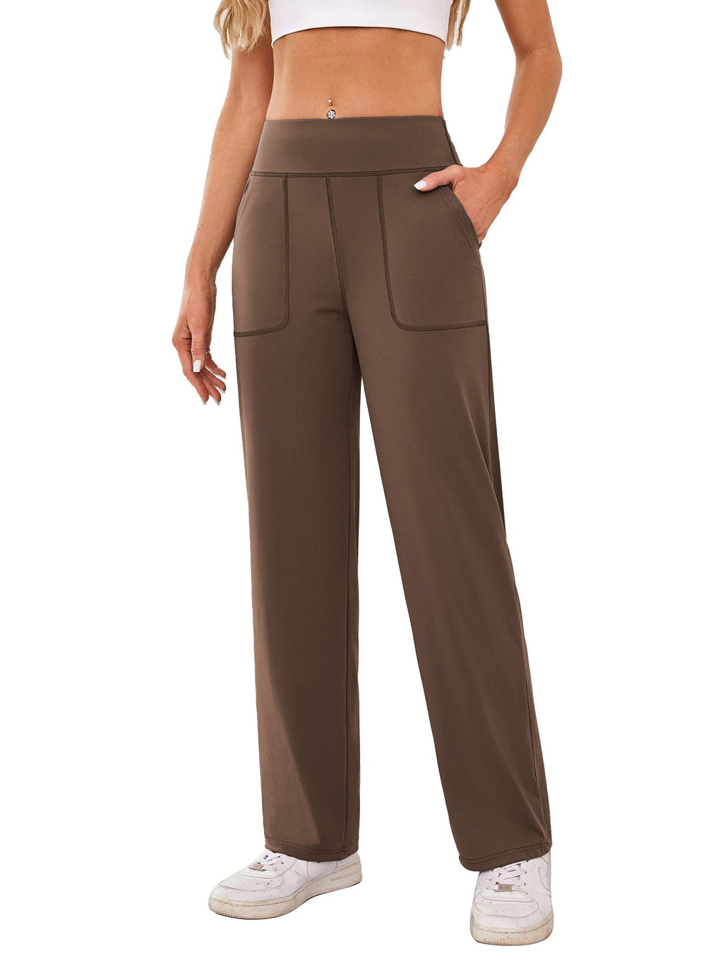 Women's comfortable leisure trousers with side pockets and elastic waistband, size