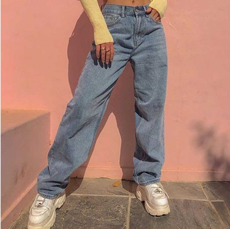 Valenzora | Damen Retro-Jeans mit weitem Bein in Denimblau