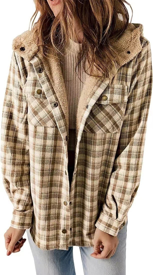 Women's flannel jacket with fleece lining, size