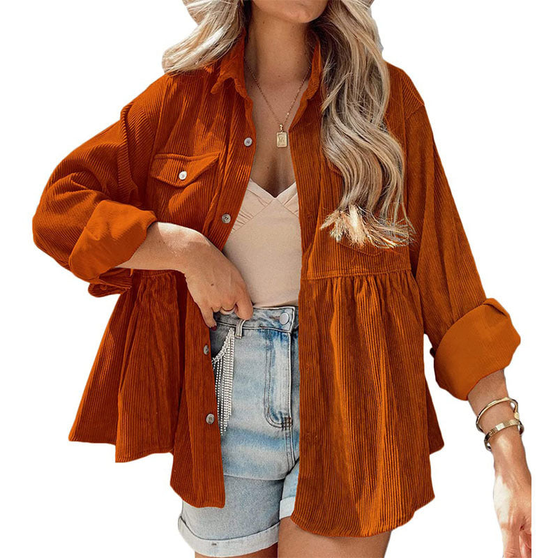 Valenzora | Come Around Corduroy Babydoll Jacket (Made of Polyester)