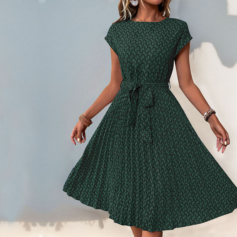 Damen Midi-Kleid mit asymmetrischem Schnitt und modischem Bindegürtel, Gr.
