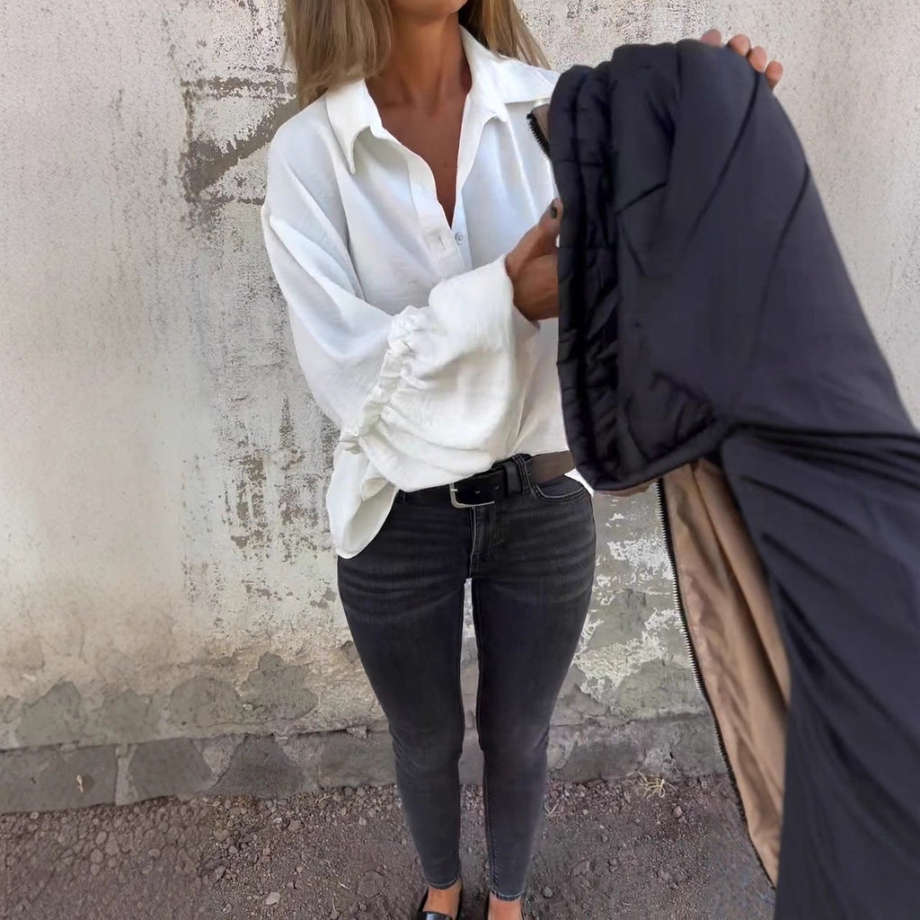 Damen-Freizeit-Hemdbluse mit Volantärmeln, Größe