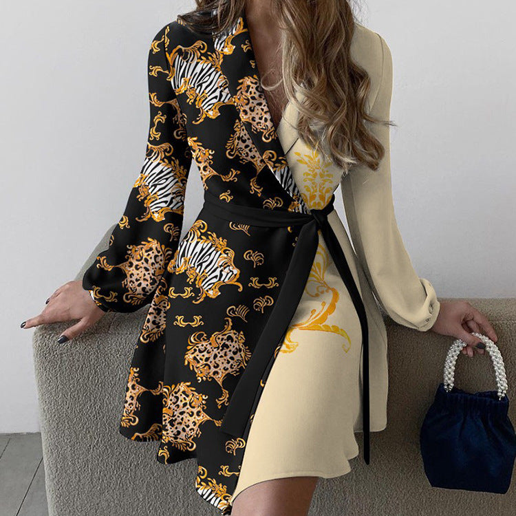 Women's wrap dress with a striking pattern and elegant waistline, size S