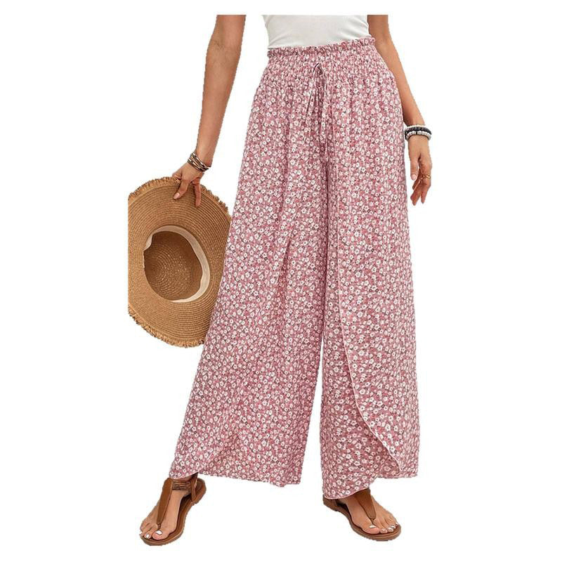 Damen-weite Sommerhose mit Blumenmuster und Gummibund, Größe
