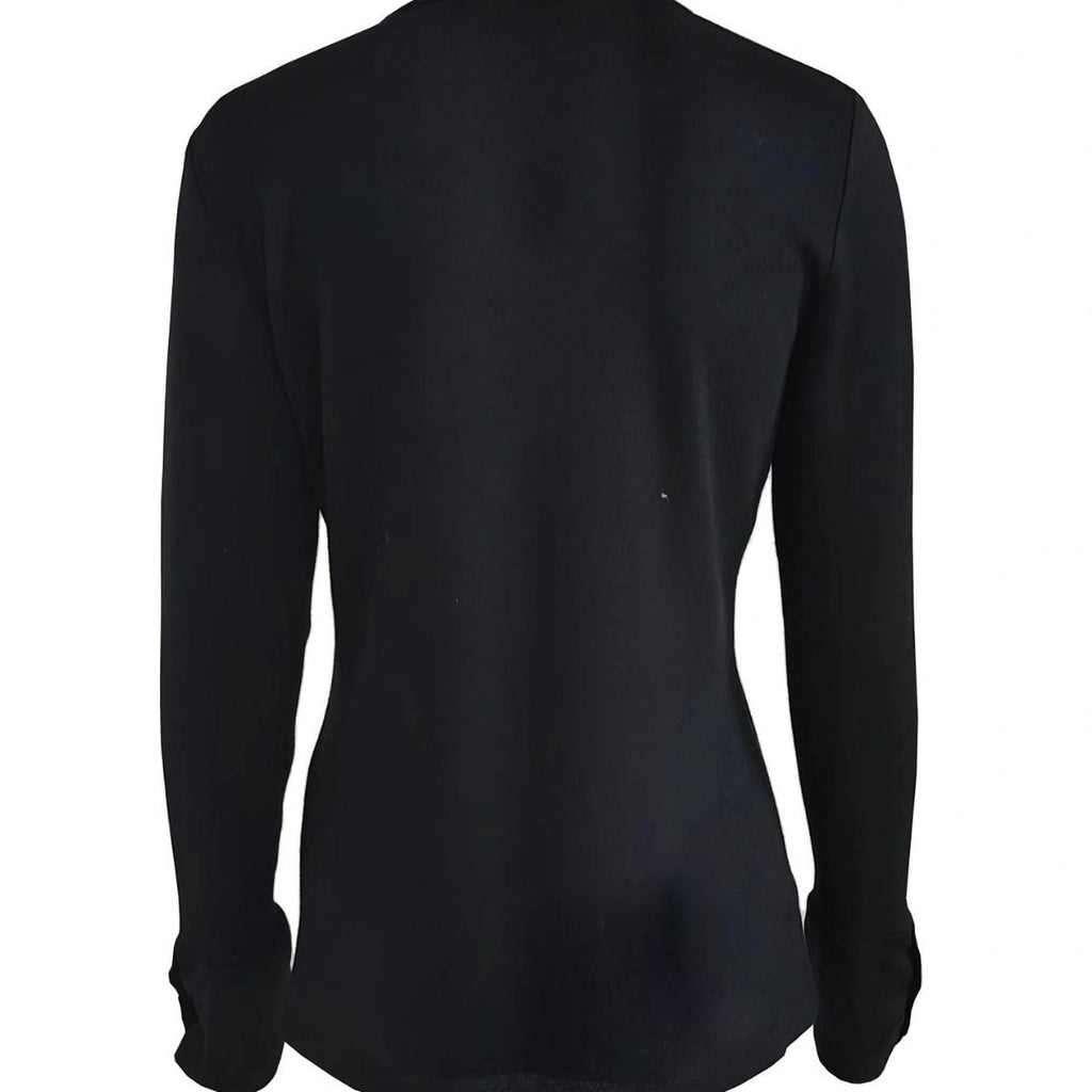 Women's long-sleeved shirt with unique button detail, size