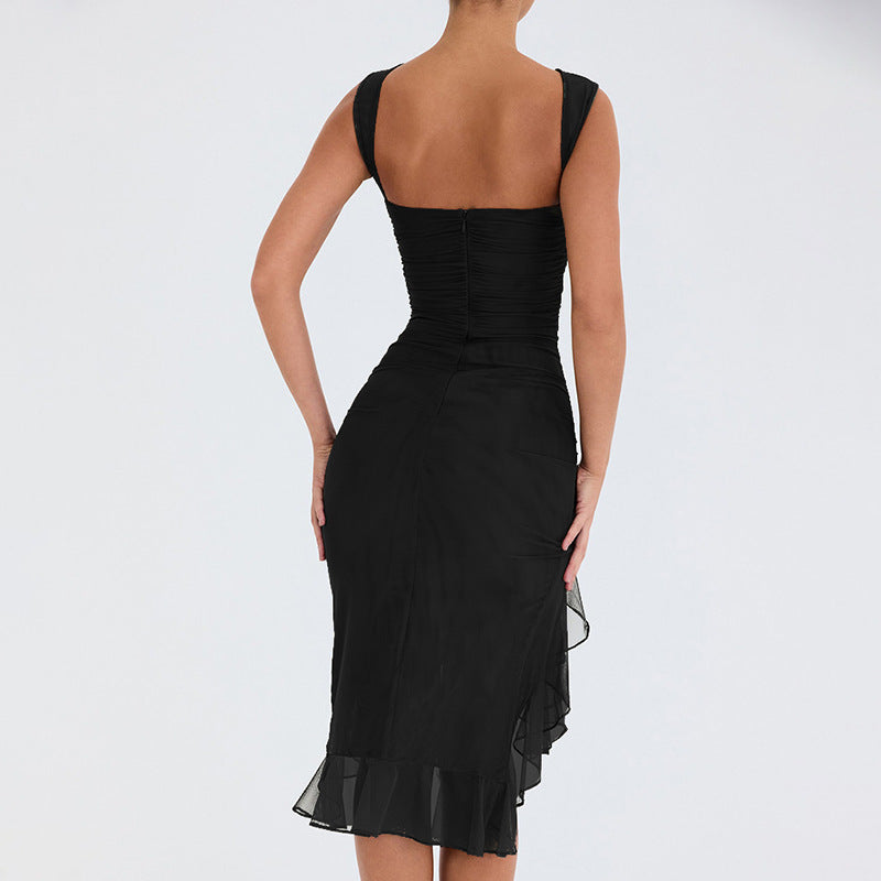 Midi-Volantkleid