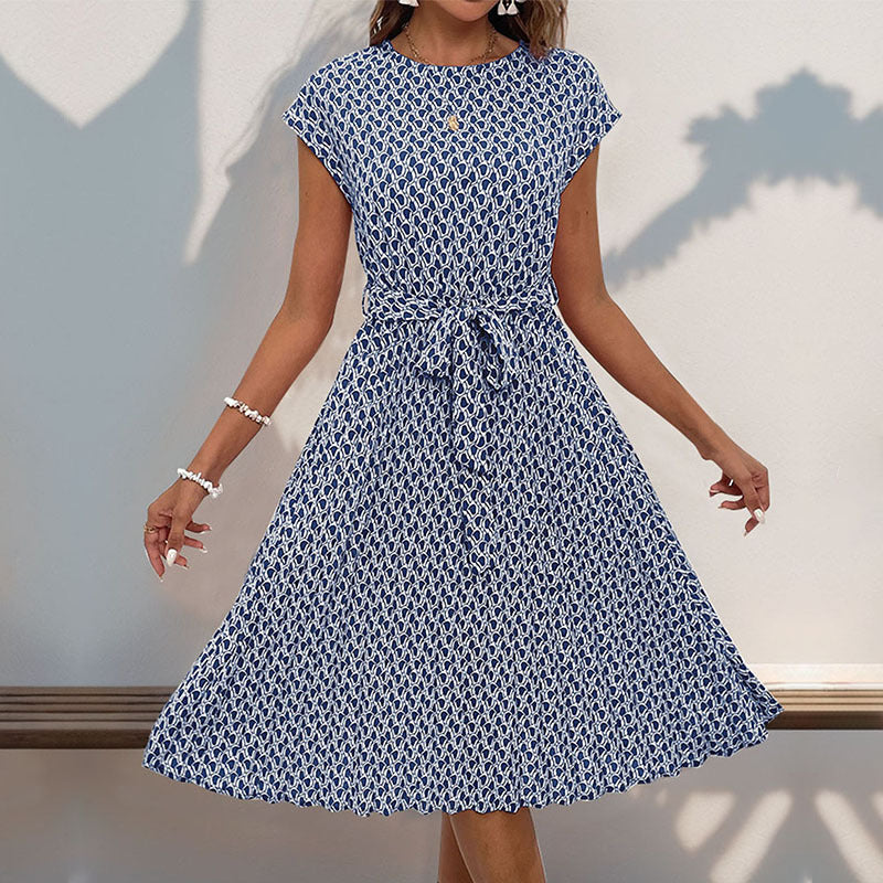 Damen Midi-Kleid mit asymmetrischem Schnitt und modischem Bindegürtel, Gr.