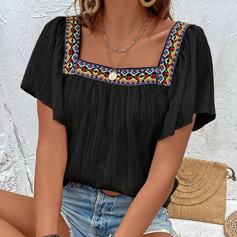Damen-Luftsommerbluse mit Stickerei, Größe