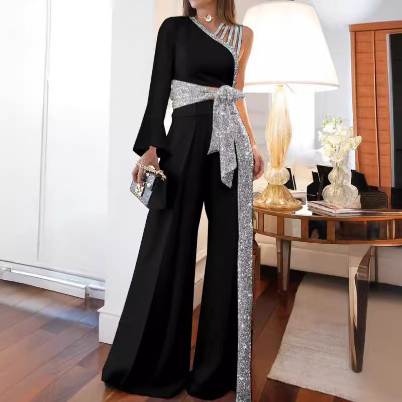 Valenzora | Carmen-Oberteil und Hose mit weitem Bein