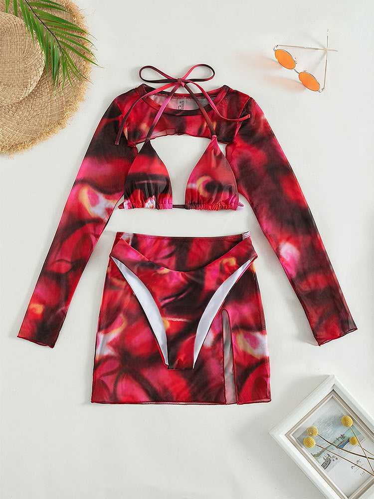 Sportliches Bikini-Set für Damen mit langen Ärmeln und modischem Schnitt, Größe S
