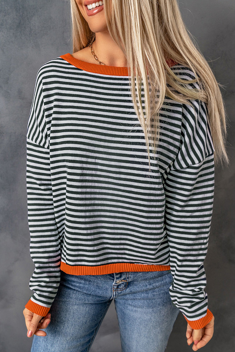 Valenzora Pullover mit Kontraststreifen und überschnittenen Schultern