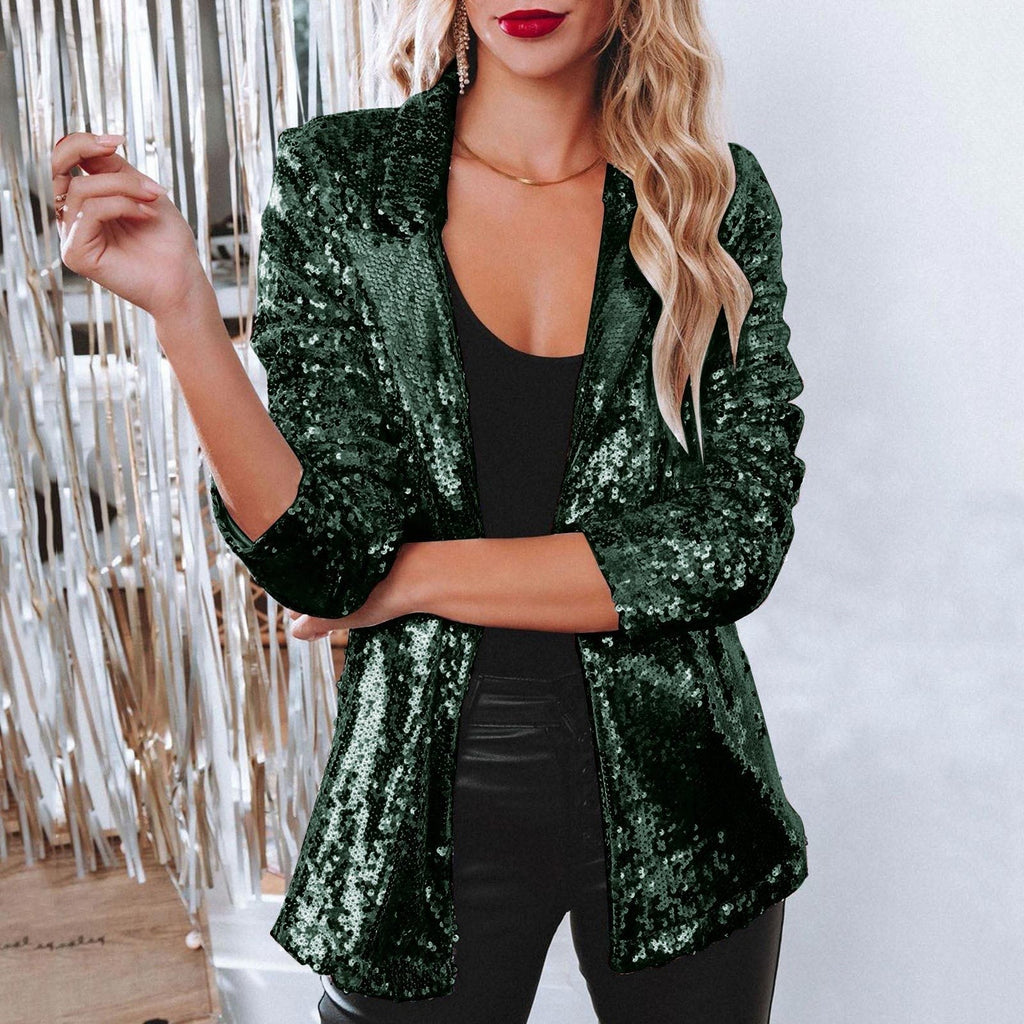 Eleganter Pailletten-Blazer für Damen mit Schimmer-Finish, Größe Valenzora