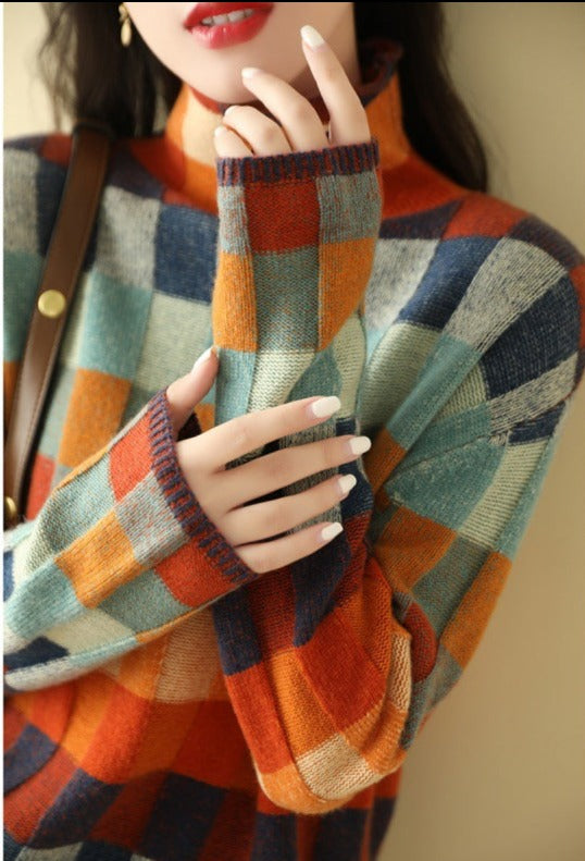 Valenzora - Elegant printed roll-neck sweater