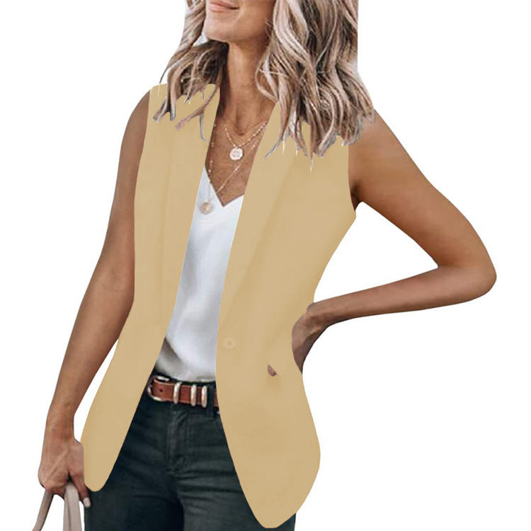 Ärmelloser Blazer für Damen mit elegantem Schnitt und seitlichen Eingrifftaschen, Größe S