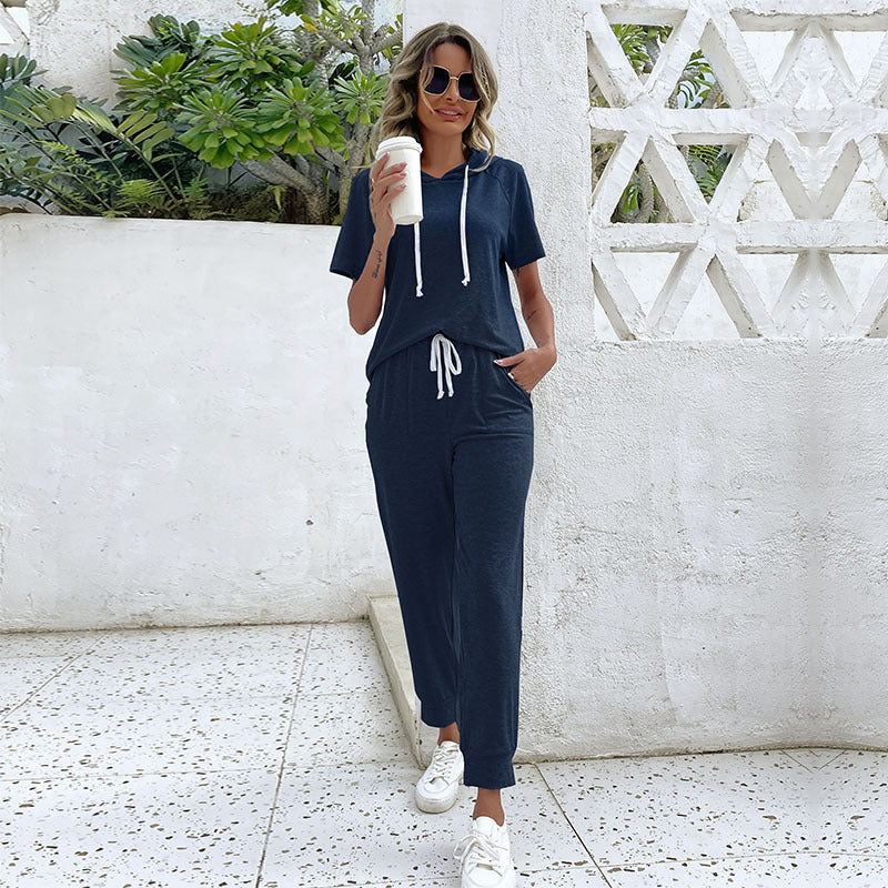 Damen-Jumpsuit mit bequemem Tunnelzug und lässigem Kurzarm-Design, Größe S