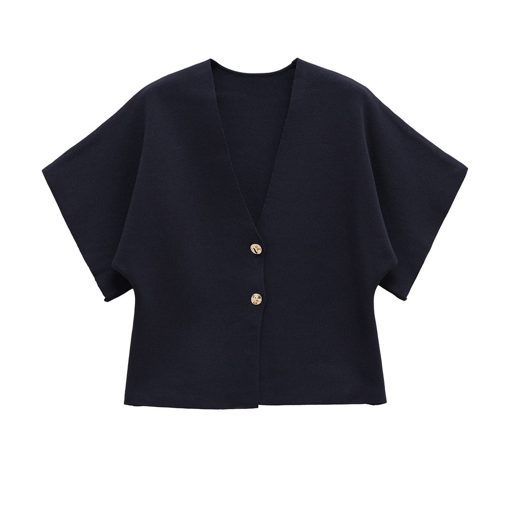 Women's lightweight cardigan with an elegant V-neck and luxurious button details, size S