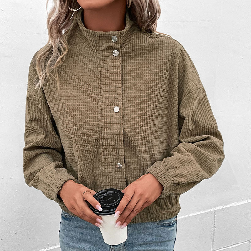 Lässige Kapuzenjacke für Damen aus strukturiertem Material mit Reißverschluss, Größe S