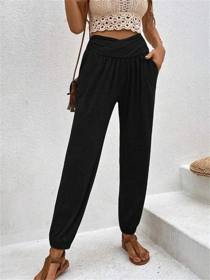 Damen Freizeithose mit hoher Taille und bequemem Gummibund, Größe [Angabe fehlt]