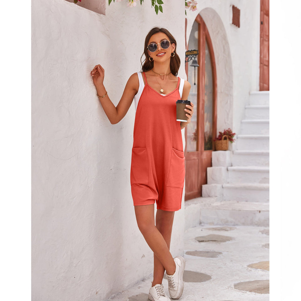 Women's comfortable jumpsuit with a deep neckline and practical pockets, size [size missing]