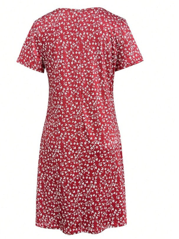 Damen-Kurzarmkleid mit Blumendesign und bequemem Schnitt, Größe [size missing]