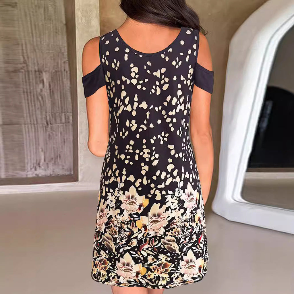 Damenkleid mit trendigen schulterfreien Cutouts und elegantem Blumendruck, Größe S