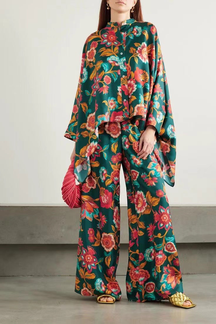 Valenzora | Stand-up collar top and trouser set