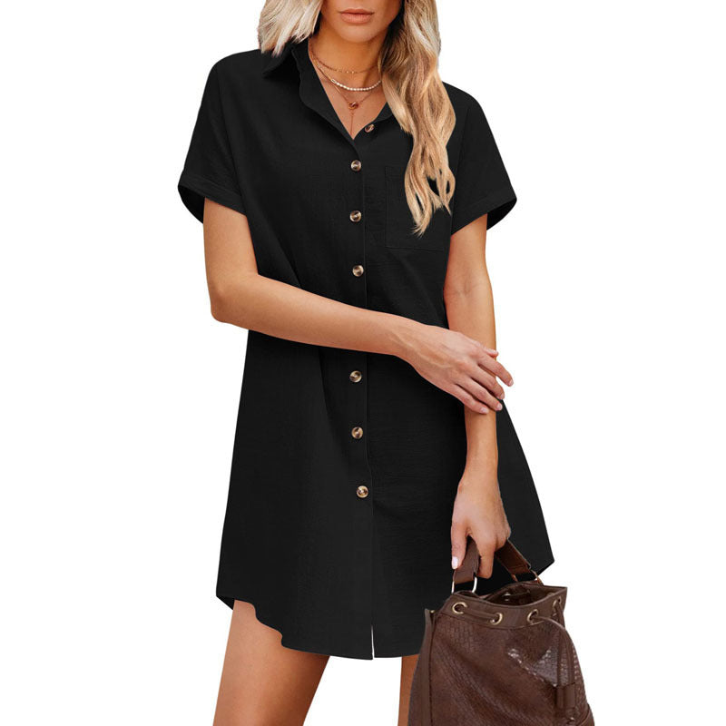Women's Shirt Dress made of durable linen blend with button detail and chest pocket Drune