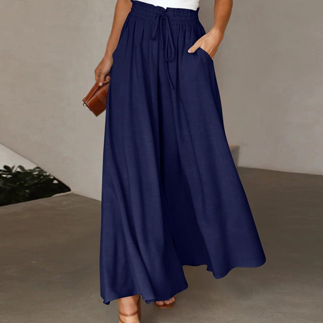 Valenzora | Leichte Damen-Leinenhose mit weitem Bein für Frühling und Sommer