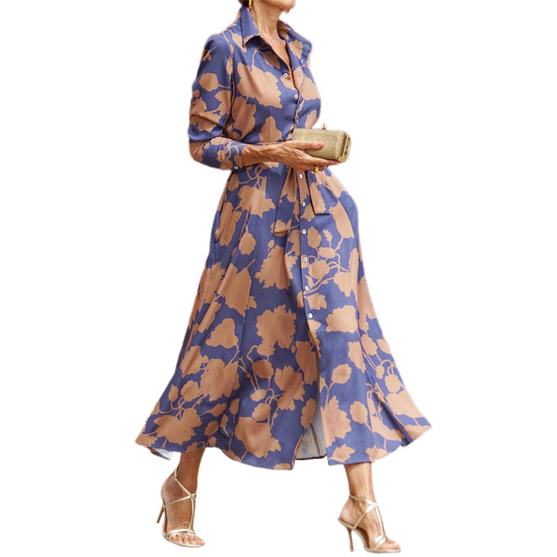 Damen-Hemdblusenkleid mit Blumenmuster und modernem Schnitt, Größe S