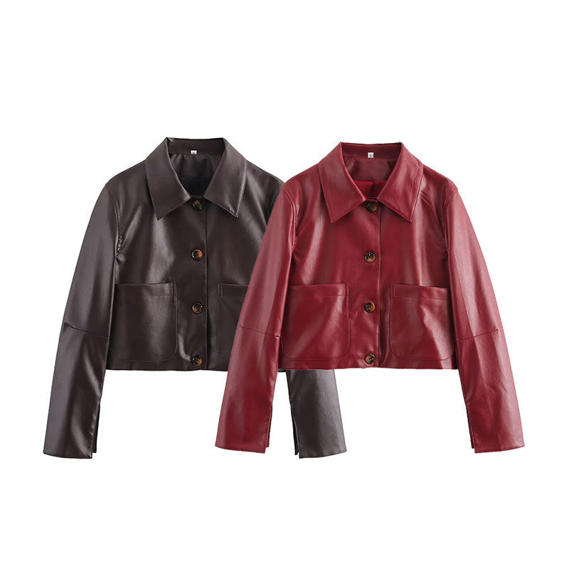 Valenzora | Solid color leather jacket