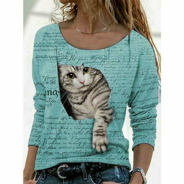 Valenzora | Modern T-shirt with cat print