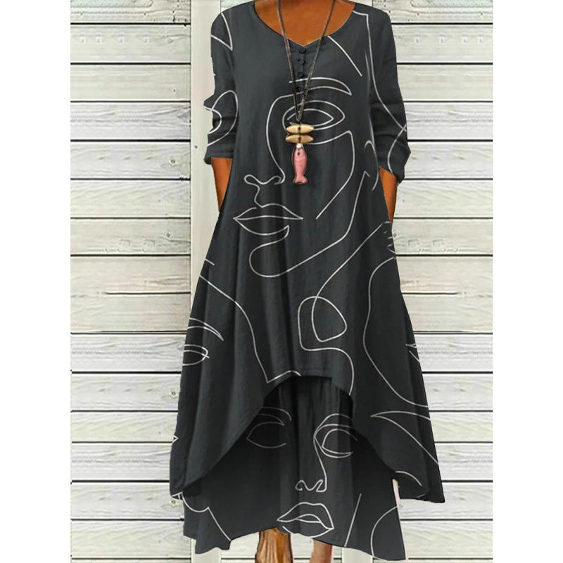 Valenzora | Maxi dress with long sleeves and button closure