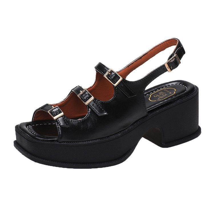 Damen Plateau-Sandalen mit verstellbaren Riemen und modischem Blockabsatz, Größe Valenzora