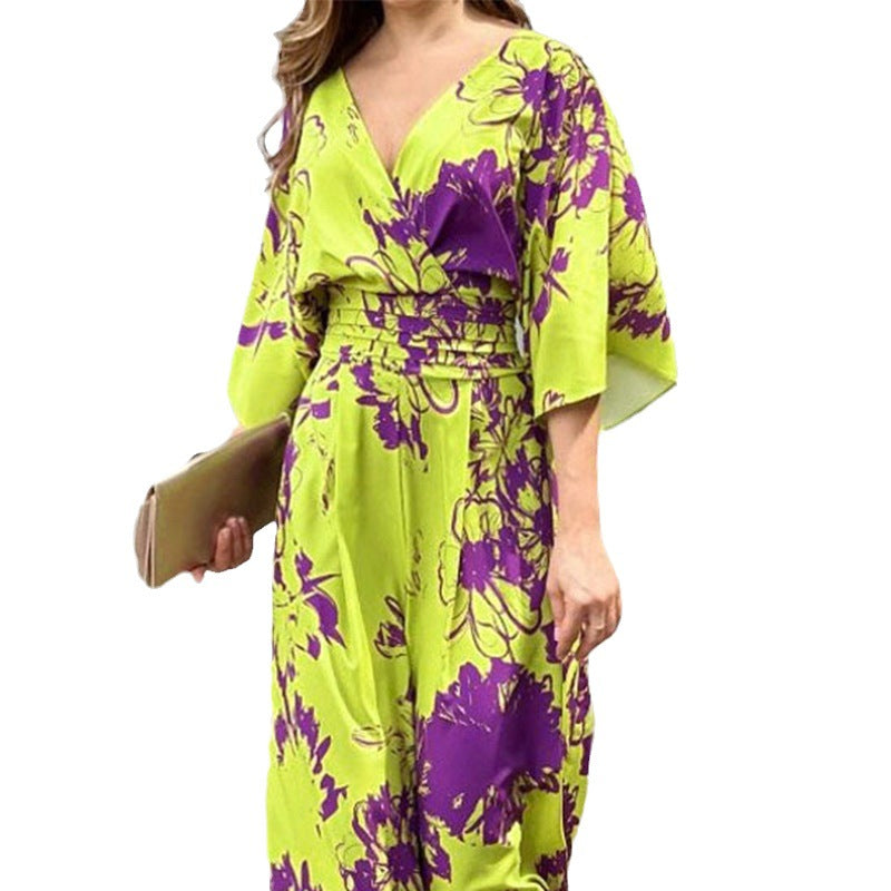 Eleganter Damen-Jumpsuit mit Blumenmuster, Größe