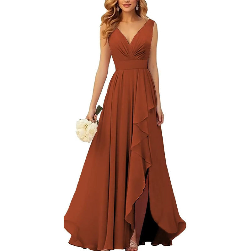 Valenzora | Damen Ballkleid Sexy Cocktail Abendkleid Sterne High End Pfirsichrosa Chiffon Brautjungfernkleid Sommer