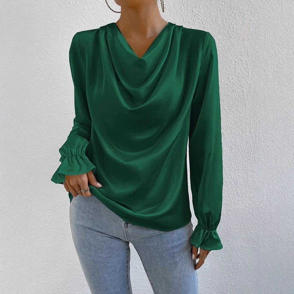 Valenzora | Satinbluse mit langen Ärmeln