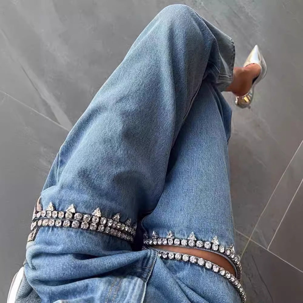 Valenzora women's jeans with holes, straight cut