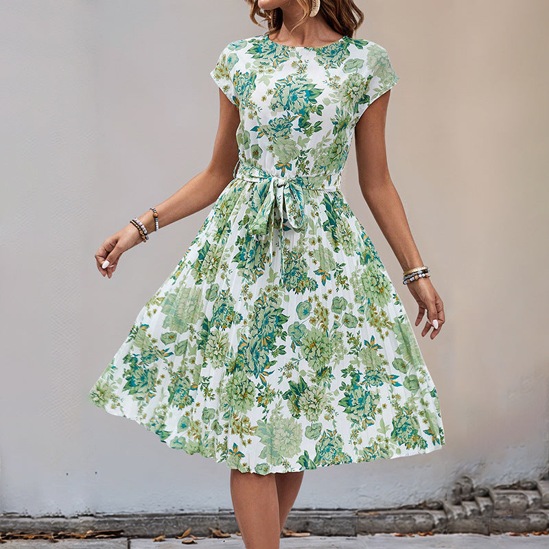 Damen Midi-Kleid mit asymmetrischem Schnitt und modischem Bindegürtel, Gr.