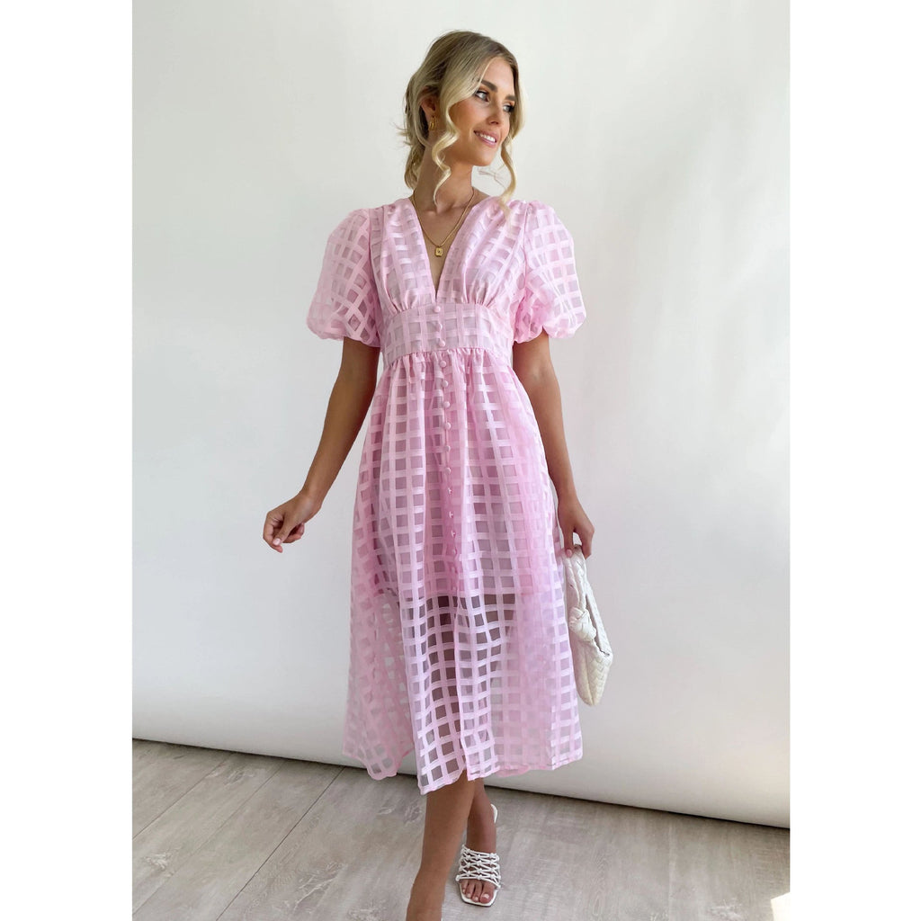Valenzora | Midi dress with puff sleeves