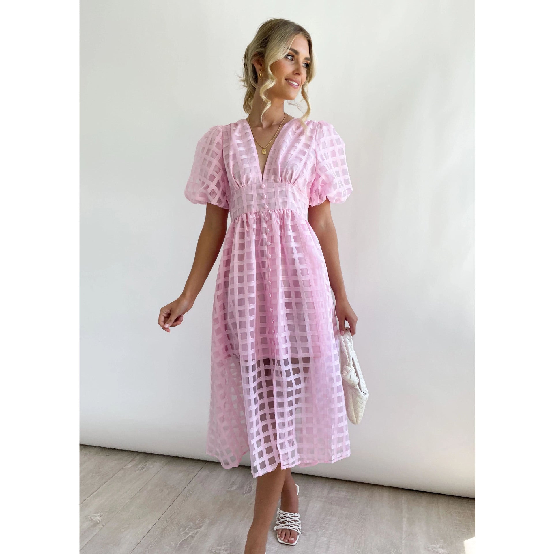 Valenzora | Midi dress with puff sleeves