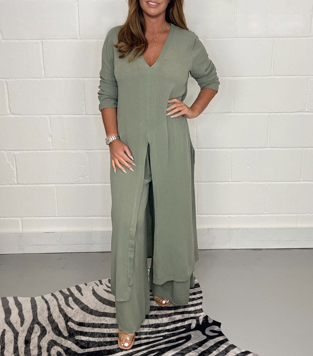 Valenzora | Split Long Top and Pants Set