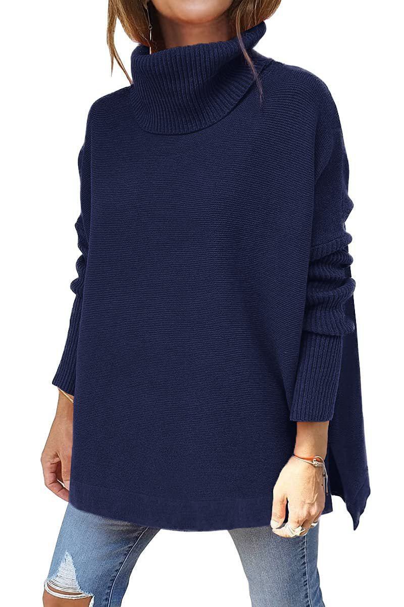 Damen-Oversize-Rollkragenpullover mit Strukturstrickmuster, Größe