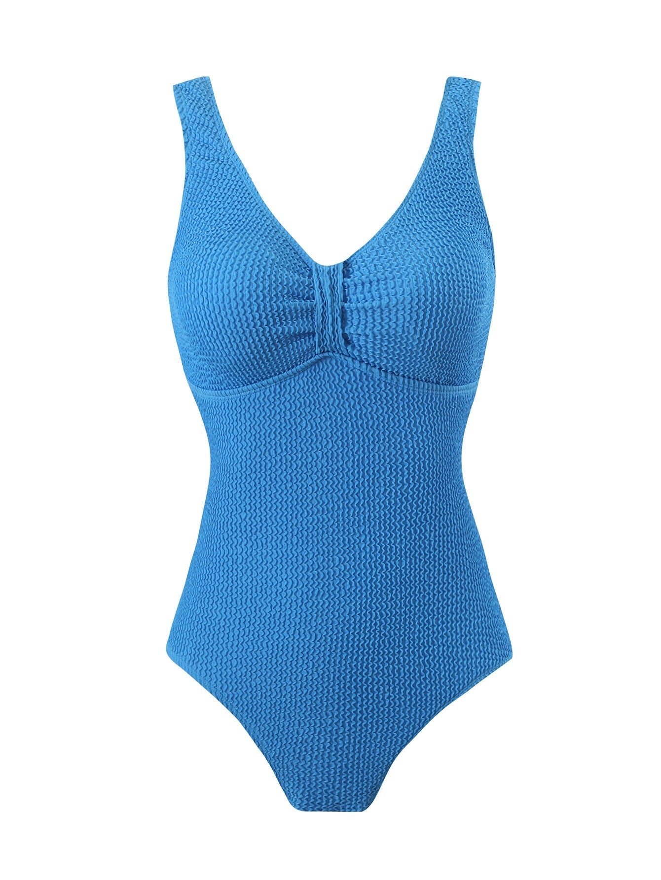 Women's one-piece swimsuit with textured outer material and sporty cut, size S